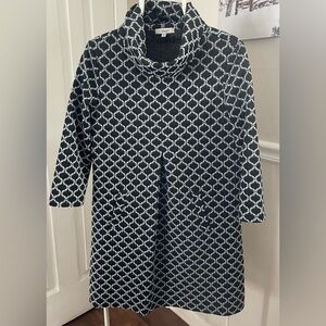 Tyler Boe Womens  Black White Geometric Kim Cowl Neck Pockets Dress Size Sm